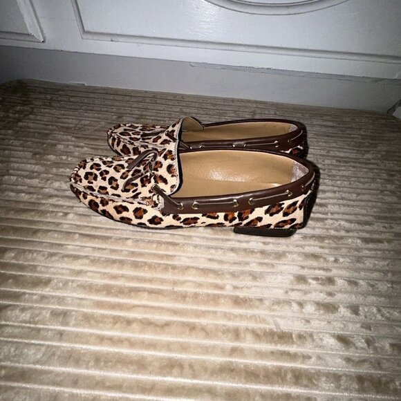 Franco Sarto Brown Leopard Calf Hair Leather Casual Slip On Loafers Size 6.5 - Picture 6 of 9